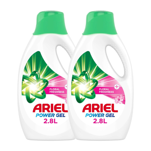 ايريال جل سائل منظف الغسيل برائحة انتعاش الزهور 2 × 2.8 لتر