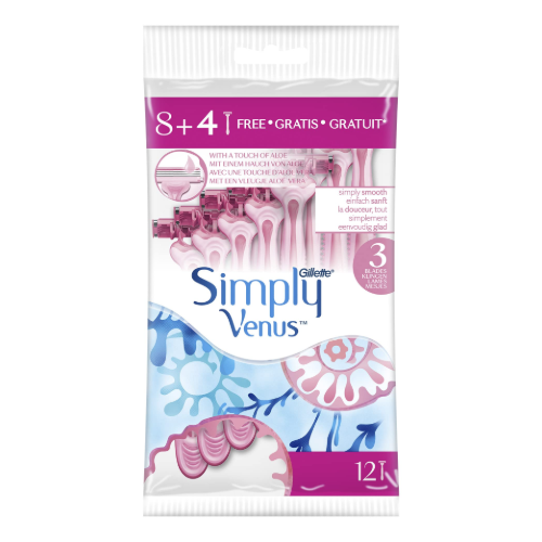 جيليت شفرات حلاقة سيمبلي فينوس ثلاثية الشفرة صبار 8 قطع + 4 مجانا