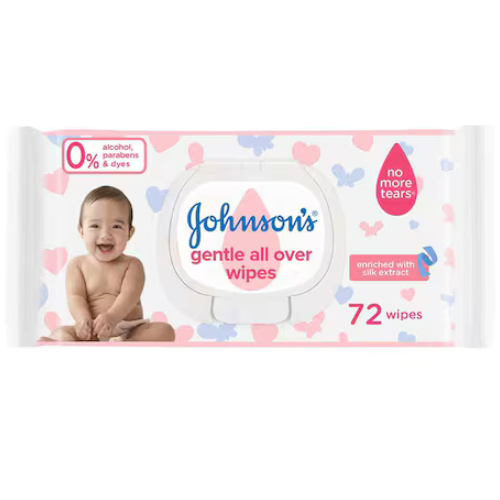 مناديل لتنظيف لطيف لبشرة الاطفال جونسون 72 منديل