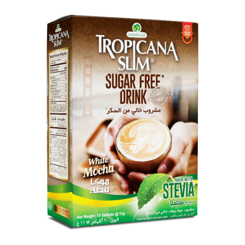 شراب الموكا البيضاء بالأستيفيا 10*11 جم تروبيكانا سلم