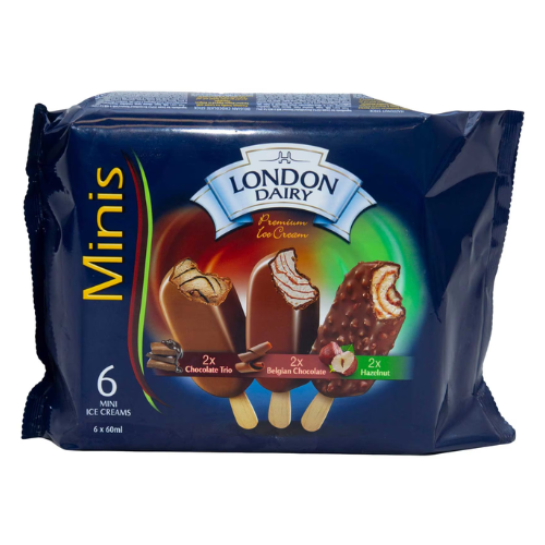 أيس كريم لندن مالتي باك بالشوكولاتة والبندق 60 مل 1 باكيت