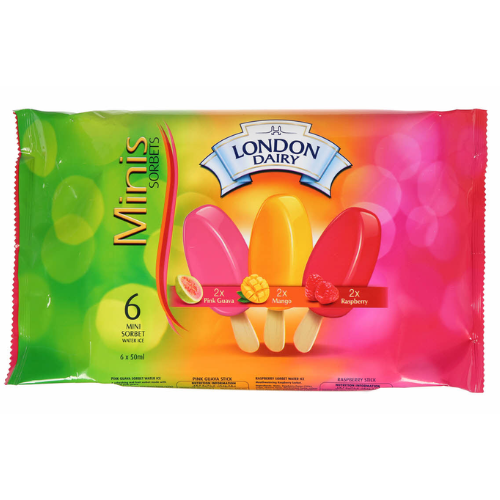 أيس كريم لندن مالتي باك (مانجو / توت / جوافة) 60 مل 1 باكيت