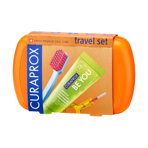 مجموعة السفر للعناية بالأسنان كيورابروكس  برتقالي