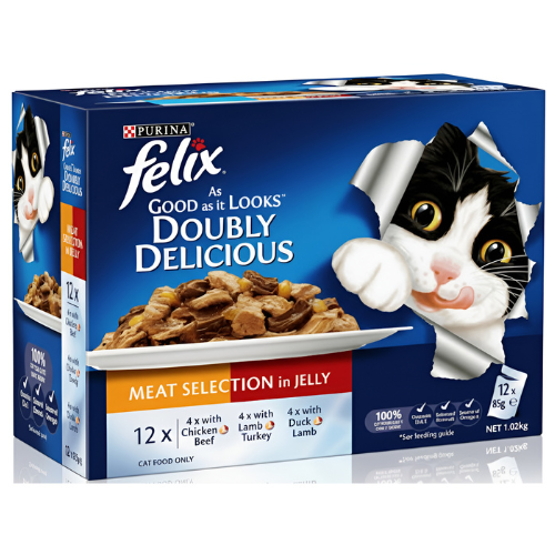 بورنا فيليكس دبل ديليشوس باللحم في المرق تشكيلة 12 ×85 جم