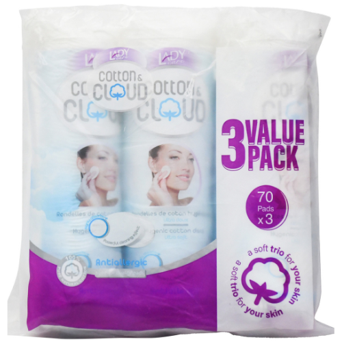 ضمادات قطنية ليدي كير قطن وسحاب 3 × 70 قطعة