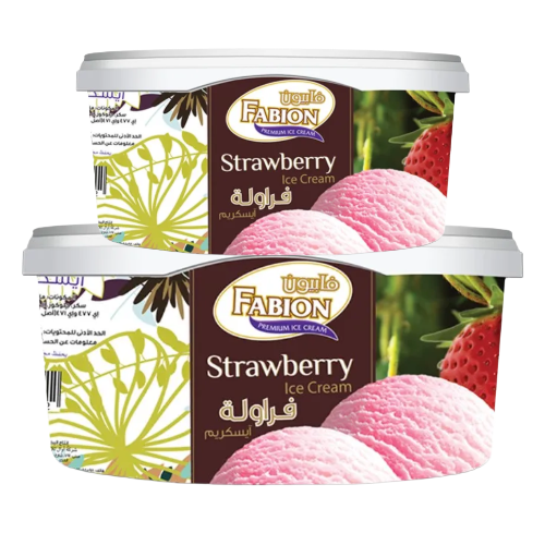 أيس كريم فابيون فراولة 2 لتر + 500 مل