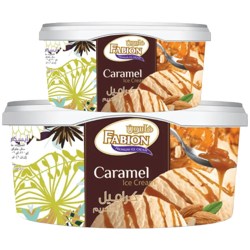 أيس كريم فابيون كراميل 2 لتر + 500 مل