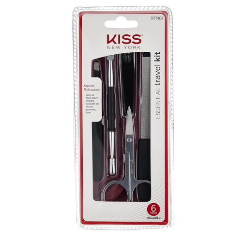 Kiss مجموعة العناية بالأظافر للسفر باللون الأحمر