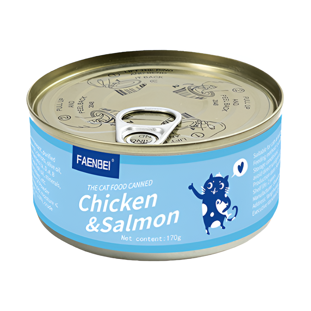 فاينبي اكق قطط معلبات دجاج مع سلمون 85 جم