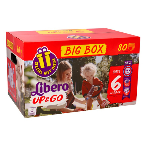 ليبرو حفاظات اطفال شورت اب اند جو رقم (6) 13-20 كجم 80 حبة