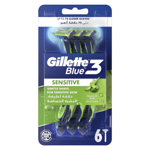 شفرات حلاقة للبشة الحساسة بلو 3 للرجال 6 شفرة  جيليت