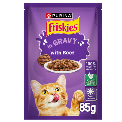 بورينا فريسكس لحم بقر بالمرق طعام قطط رطب 85 جم