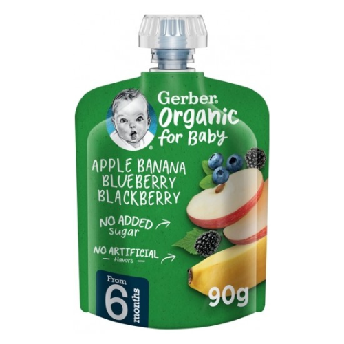 غذاء اطفال تفاح موز توت عضوي جربر 90 جم