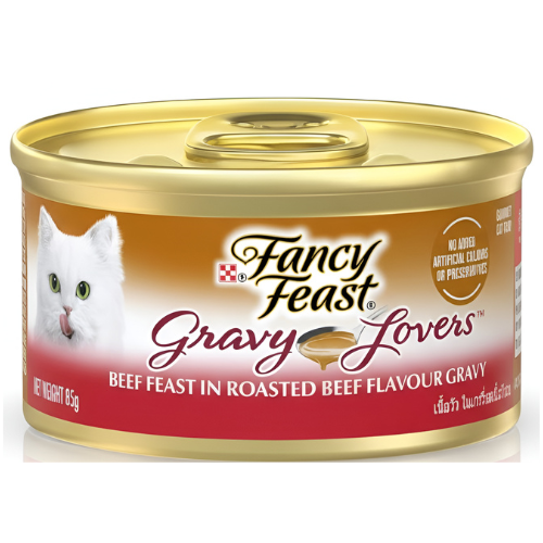 بورينا فانسي فيست لحم بقر مشوي بالمرق طعام قطط رطب 85 جم