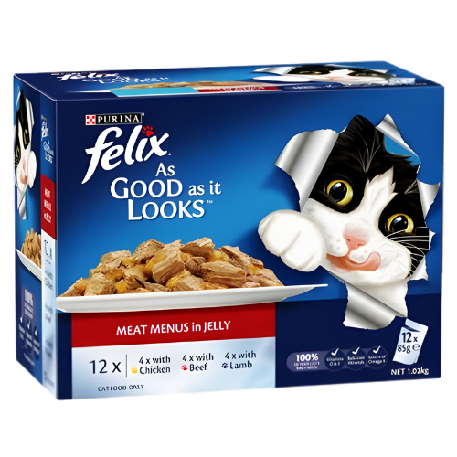 اكل قطط قائمة لحم فيليكس بيورينا 12 × 85 جم