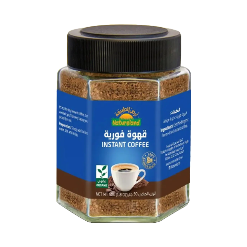 ارض الطبيعة قهوة فورية حمسة داكنة عضوي 50جم