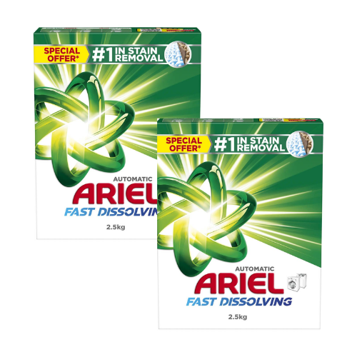 مسحوق غسيل أريال أوتوماتيكي سريع الذوبان - 2 عبوة × 2.5 كجم