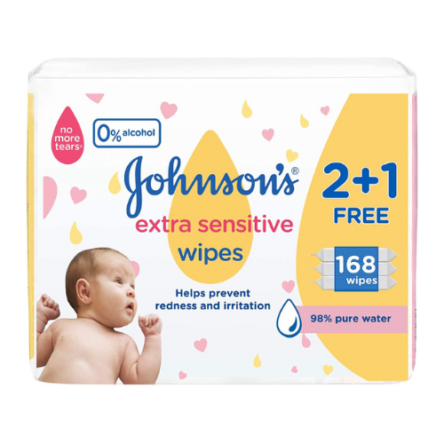 مناديل فائقة الحساسية جونسون 168 منديلا (2+1 مجانا)