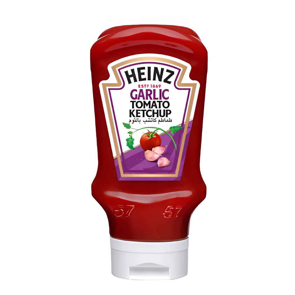 كاتشب طماطم بالثوم عبوة بلاستيك 460جم هاينز