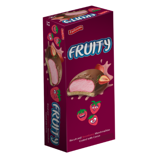فروتي بسكويت ومارشملو بنكهة الفراولة زلوم 12 × 30جم
