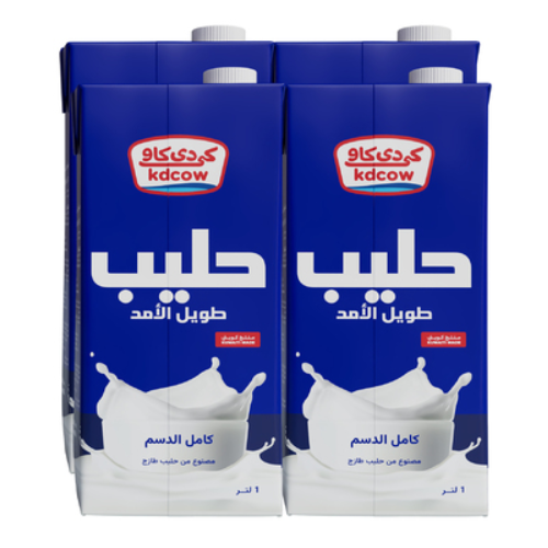حليب طويل الأمد كامل الدسم كي دي كاو  4 × 1 لتر