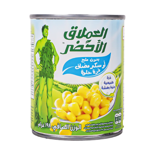 ذرة حلوة بدون ملح او سكر مضاف 198جم العملاق الأخضر