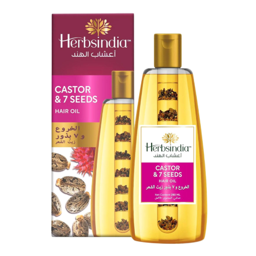 زيت شعر هيربس انديا زيت خروع  و 7 بذور للشعر 280 مل