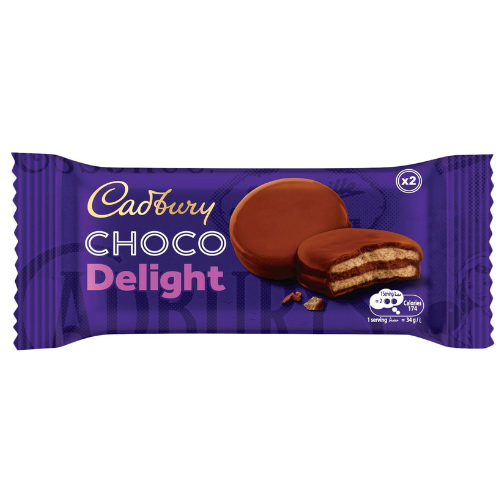 بسكويت مع حشوة بطعم الكاكاو شوكو ديلايت كادبوري 34جم