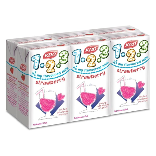 حليب فراولة كي دي دي 1.2.3  . 6حبة  125مل