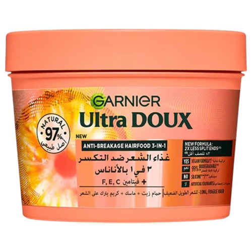 غارنييه ألترا دو غذاء الشعر 3 في 1 ضد التقصف بالاناناس 390 مل