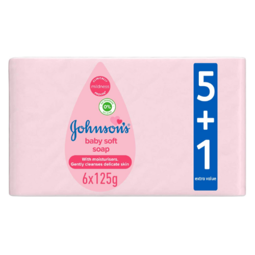 صابون ناعم للأطفال جونسون 125جم (5+1 مجانا)