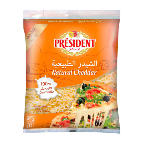بريزيدانت جبنة شيدر مبشورة 450جم
