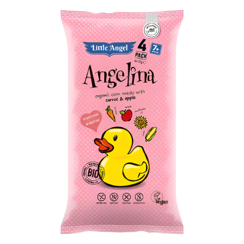 انجلينا سناك الذرة العضويه مع جزر وتفاح ليتل انجل 60جم