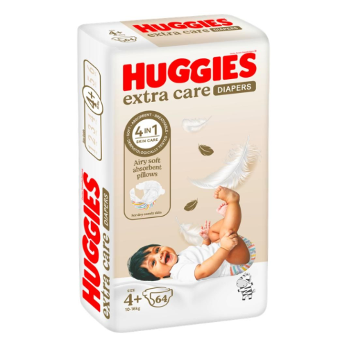 هجيز حفاضات عناية فائقة رقم 4+ (10-16 كجم) عبوة جامبو 64 حفاظة