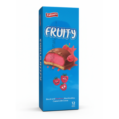 فروتي بسكويت ومارشملو بالتوت الاحمر زلوم 12حبة