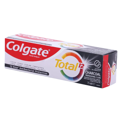 كولجيت معجون أسنان توتال حماية 12 ساعة بالفحم 75 مل