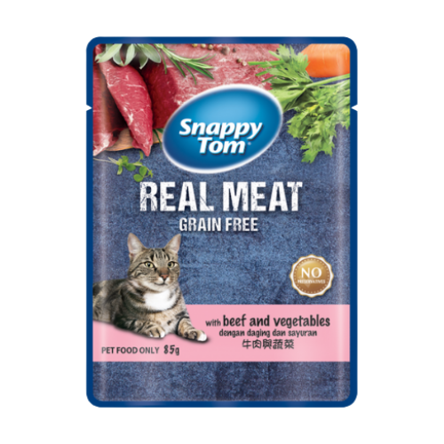 سنابي توم أكل قطط كيس لحم بقر وخضار 85 جم