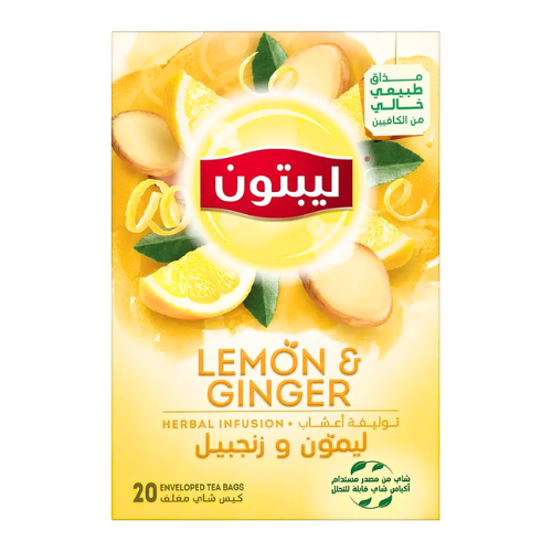 شاي الأعشاب ليمون وزنجبيل ليبتون 20كيس