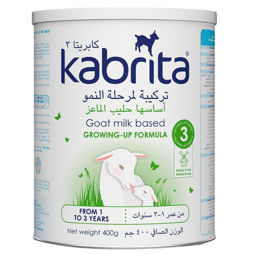 حليب كابريتا للنمو رقم 3 بتركيبة حليب الماعز، من 1 إلى 3 سنوات، 400 جم