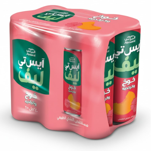 ع/ 6 حبة ايس تي ليف خوخ كركديه عبوة معدنية 240 م