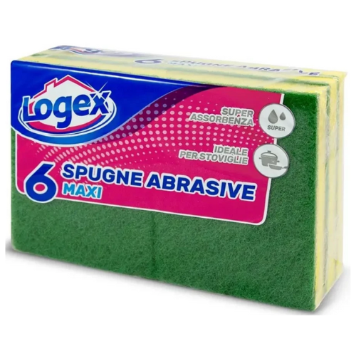 لوجيكس - 6 قطع إسفنج مع سلك كاشط