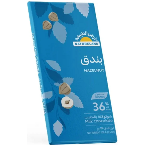 شوكولاتة بالحليب والبندق 100غ ارض الطبيعه