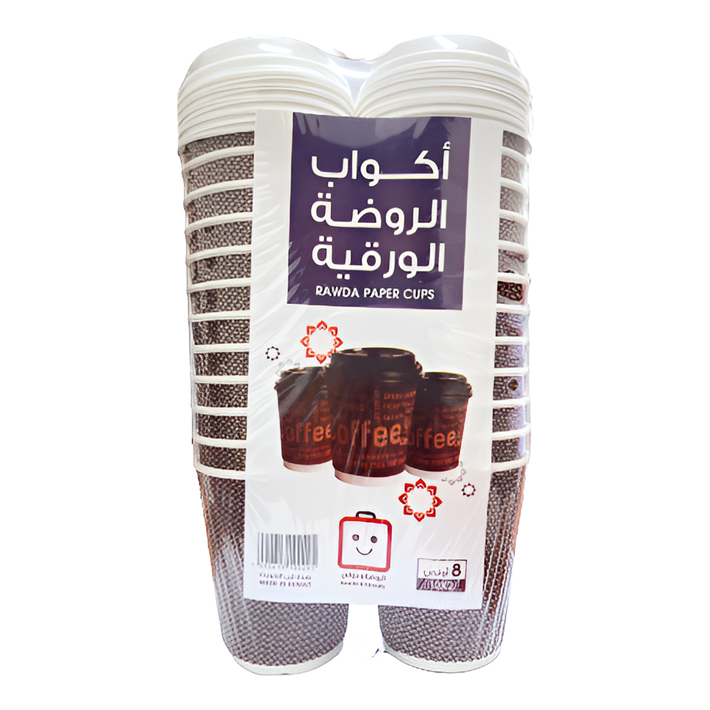 الروضة اكواب ورقية 8 اونص دبل مع غطاء 24 حبة