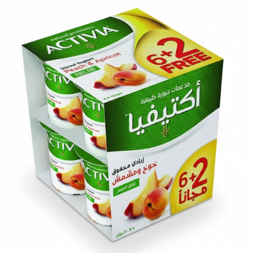 ع/6 زبادي اكتيفيا خوخ ومشمش 120غ+2 مجاني