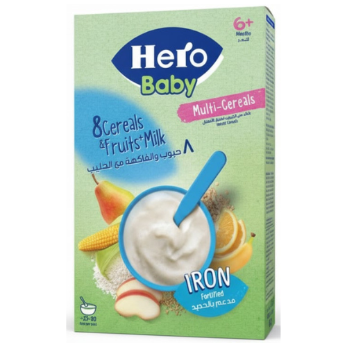 سيريلاك هيرو بيبي 8 حبوب وفواكه مع الحليب، 6+ أشهر، 150 جم