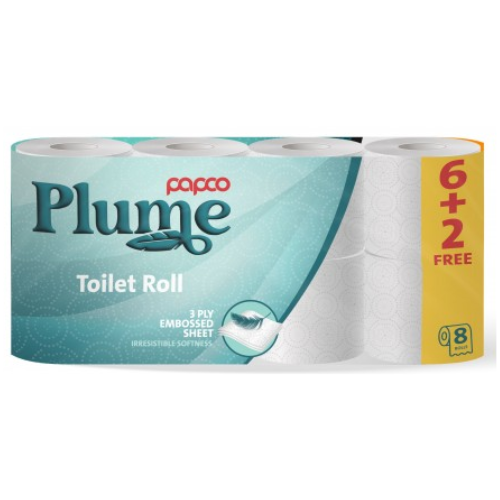 بابكو بلوم ورق حمام 200 ورقة 3 طبقات 6 رول + 2 مجانا