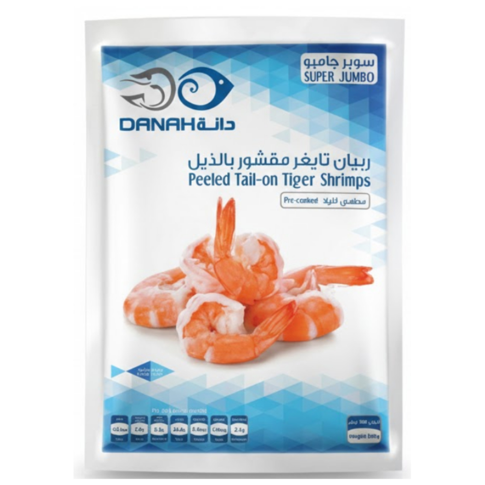 روبيان تايجر مقشر مع الذيل دانة، 500 جم