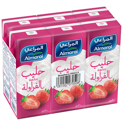 المراعي حليب بالفراولة طويلة الأمد 6 × 200 مل