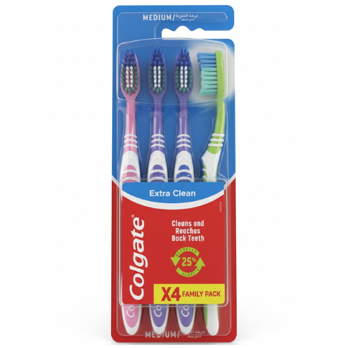 فرشاة أسنان كولجيت تنظيف إضافي عبوة عائلية 4 حبات
