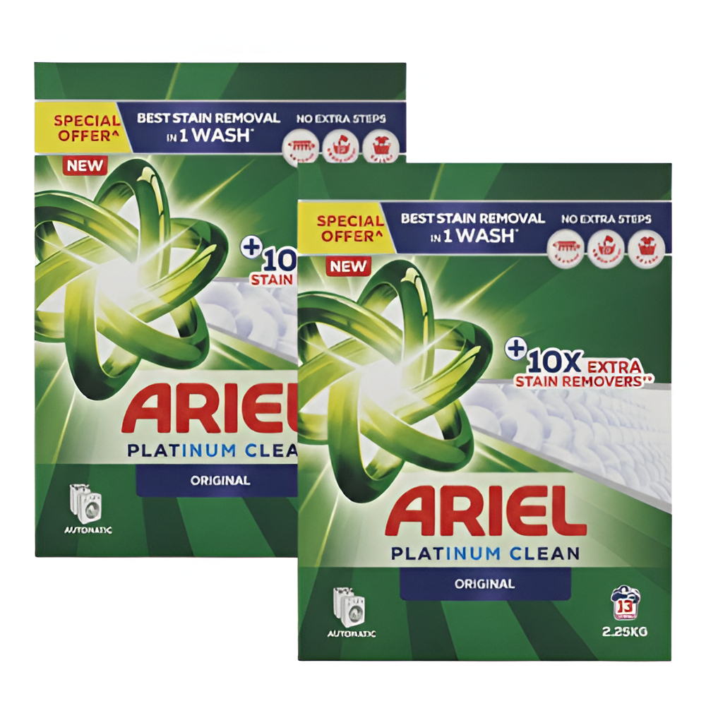مسحوق غسيل إريال بلاتينيوم كلين الأوتوماتيك بالرائحة الأصلية، 2 × 2.25 كجم
